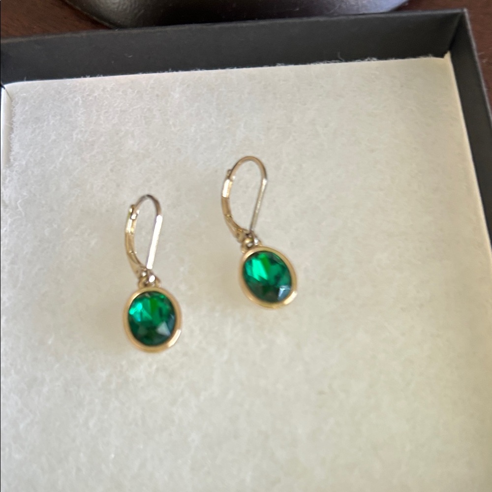 Charter Club Gold-Tone Earrings with Emerald Green Stones